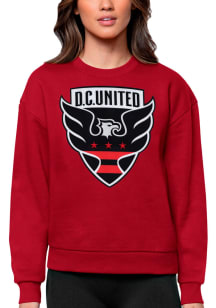 Antigua DC United Womens Red Full Front Victory Crew Sweatshirt