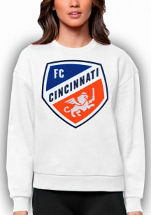 Antigua FC Cincinnati Womens White Victory Crew Sweatshirt