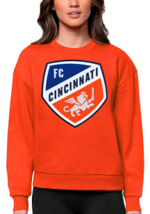 Antigua FC Cincinnati Womens Orange Victory Crew Sweatshirt