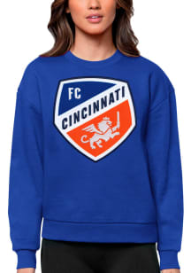Antigua FC Cincinnati Womens Blue Victory Crew Sweatshirt