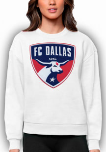 Antigua FC Dallas Womens White Full Front Victory Crew Sweatshirt