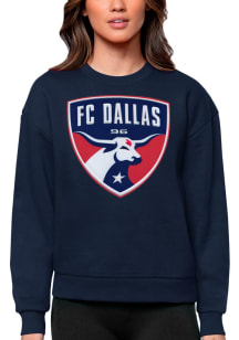 Antigua FC Dallas Womens Navy Blue Full Front Victory Crew Sweatshirt