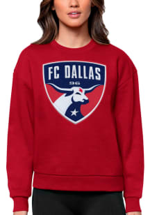 Antigua FC Dallas Womens Red Full Front Victory Crew Sweatshirt