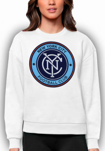 Antigua New York City FC Womens White Victory Crew Sweatshirt