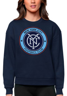 Antigua New York City FC Womens Navy Blue Victory Crew Sweatshirt
