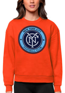 Antigua New York City FC Womens Orange Victory Crew Sweatshirt