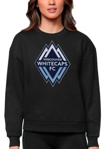 Antigua Vancouver Whitecaps FC Womens Black Victory Crew Sweatshirt