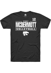 Sydney McDermott Rally Mens Black K-State Wildcats NIL Stacked Box Player T Shirt