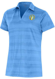 Antigua Chicago Sky Womens Light Blue Compass Short Sleeve Polo Shirt