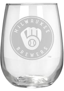 Milwaukee Brewers 17oz Laser Etch Stemless Wine Glass