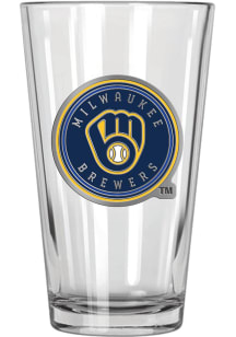 Milwaukee Brewers 16oz Metal Emblem Pint Glass