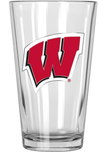 Red Wisconsin Badgers 16oz Metal Emblem Pint Glass