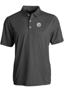 Cutter and Buck Pittsburgh Steelers Black Pike Symmetry Big and Tall Polo