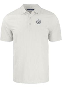 Cutter and Buck Pittsburgh Steelers White Pike Symmetry Big and Tall Polo