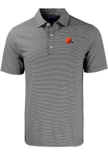 Cutter and Buck Cleveland Browns Black Forge Double Stripe Big and Tall Polo