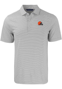 Cutter and Buck Cleveland Browns Grey Forge Double Stripe Big and Tall Polo