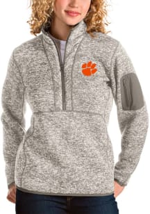 Antigua Clemson Tigers Womens Oatmeal Fortune 1/4 Zip Pullover