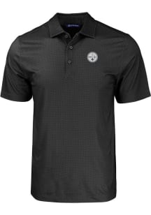 Cutter and Buck Pittsburgh Steelers Black Pike Eco Geo Print Big and Tall Polo