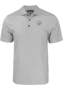 Cutter and Buck Pittsburgh Steelers Grey Pike Eco Geo Print Big and Tall Polo