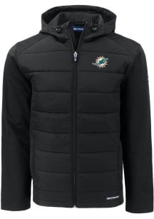 Cutter and Buck Miami Dolphins Mens Black Evoke Hood Big and Tall Lined Jacket