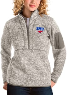 Antigua SMU Mustangs Womens Oatmeal Fortune 1/4 Zip Pullover