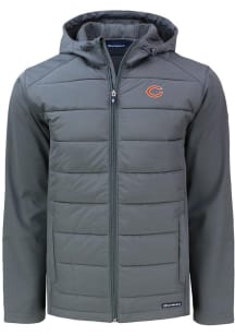 Cutter and Buck Chicago Bears Mens Grey Evoke Hood Big and Tall Lined Jacket