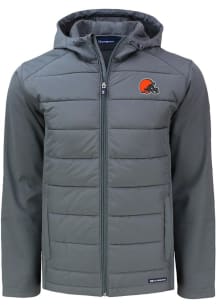 Cutter and Buck Cleveland Browns Mens Grey Evoke Hood Big and Tall Lined Jacket