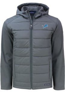 Cutter and Buck Detroit Lions Mens Grey Evoke Hood Big and Tall Lined Jacket