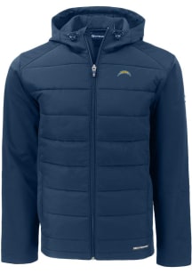 Cutter and Buck Los Angeles Chargers Mens Navy Blue Evoke Hood Big and Tall Lined Jacket