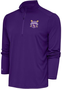 Antigua LSU Tigers Mens Purple 2023 CWS Champions Tribute Long Sleeve 1/4 Zip Pullover
