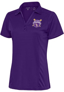 Antigua LSU Tigers Womens Purple 2023 CWS Champions Tribute Short Sleeve Polo Shirt
