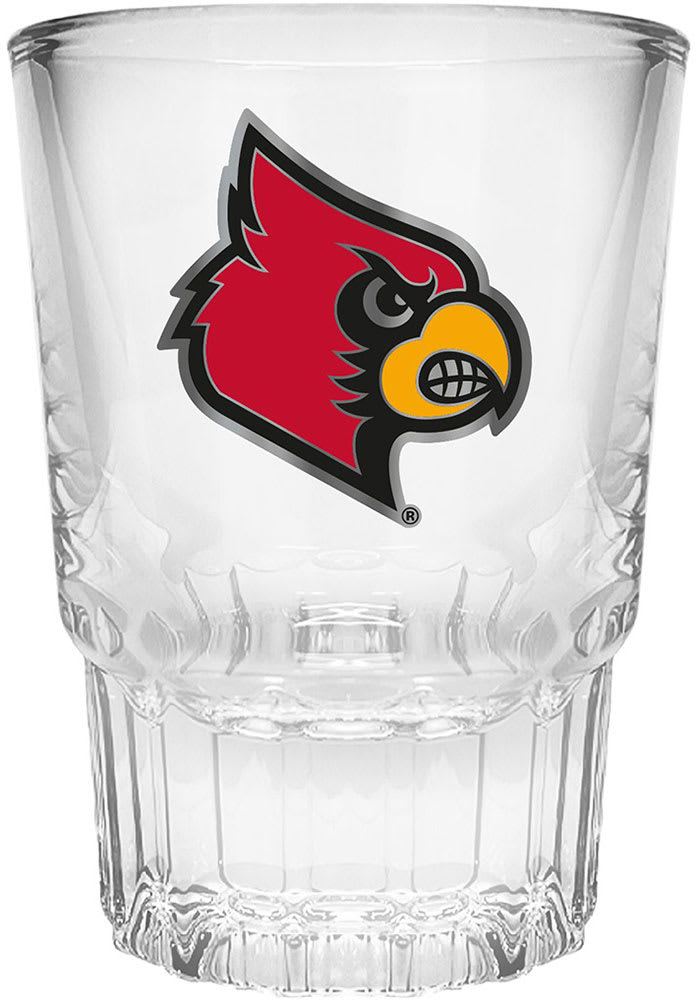 LOUISVILLE CARDINALS SHOTGLASS SQ ETCHED LOGO