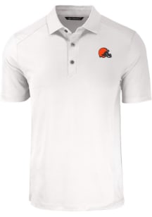 Cutter and Buck Cleveland Browns Mens White Forge Recycled Short Sleeve Polo
