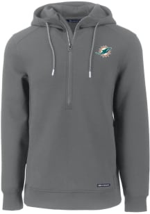 Cutter and Buck Miami Dolphins Mens Grey Roam Long Sleeve Hoodie