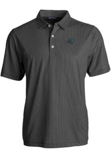 Cutter and Buck Carolina Panthers Mens Black Pike Symmetry Short Sleeve Polo