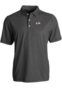 Cutter and Buck Los Angeles Rams Mens Black Pike Symmetry Short Sleeve Polo
