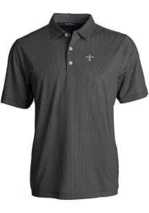 Cutter and Buck New Orleans Saints Mens Black Pike Symmetry Short Sleeve Polo