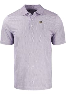 Cutter and Buck Baltimore Ravens Mens White Pike Symmetry Short Sleeve Polo