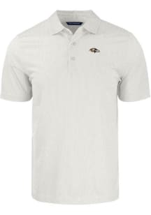 Cutter and Buck Baltimore Ravens Mens White Pike Symmetry Short Sleeve Polo