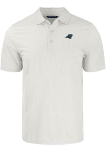 Cutter and Buck Carolina Panthers Mens White Pike Symmetry Short Sleeve Polo