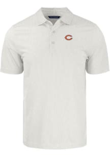 Cutter and Buck Chicago Bears Mens White Pike Symmetry Short Sleeve Polo