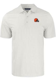 Cutter and Buck Cleveland Browns Mens White Pike Symmetry Short Sleeve Polo