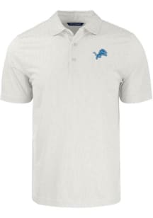 Cutter and Buck Detroit Lions Mens White Pike Symmetry Short Sleeve Polo