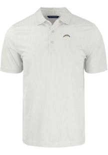 Cutter and Buck Los Angeles Chargers Mens White Pike Symmetry Short Sleeve Polo