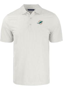 Cutter and Buck Miami Dolphins Mens White Pike Symmetry Short Sleeve Polo
