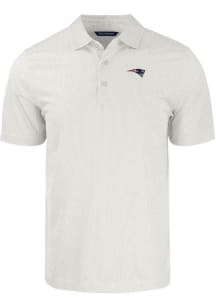 Cutter and Buck New England Patriots Mens White Pike Symmetry Short Sleeve Polo
