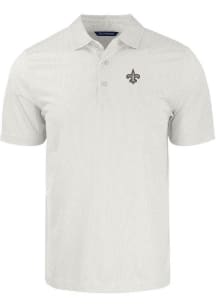 Cutter and Buck New Orleans Saints Mens White Pike Symmetry Short Sleeve Polo