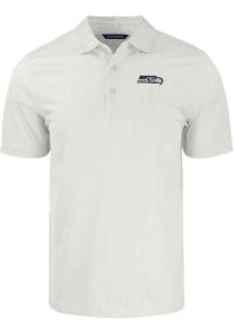 Cutter and Buck Seattle Seahawks Mens White Pike Symmetry Short Sleeve Polo