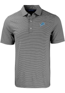 Cutter and Buck Detroit Lions Mens Black Forge Double Stripe Short Sleeve Polo