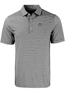 Cutter and Buck Las Vegas Raiders Mens Black Forge Double Stripe Short Sleeve Polo